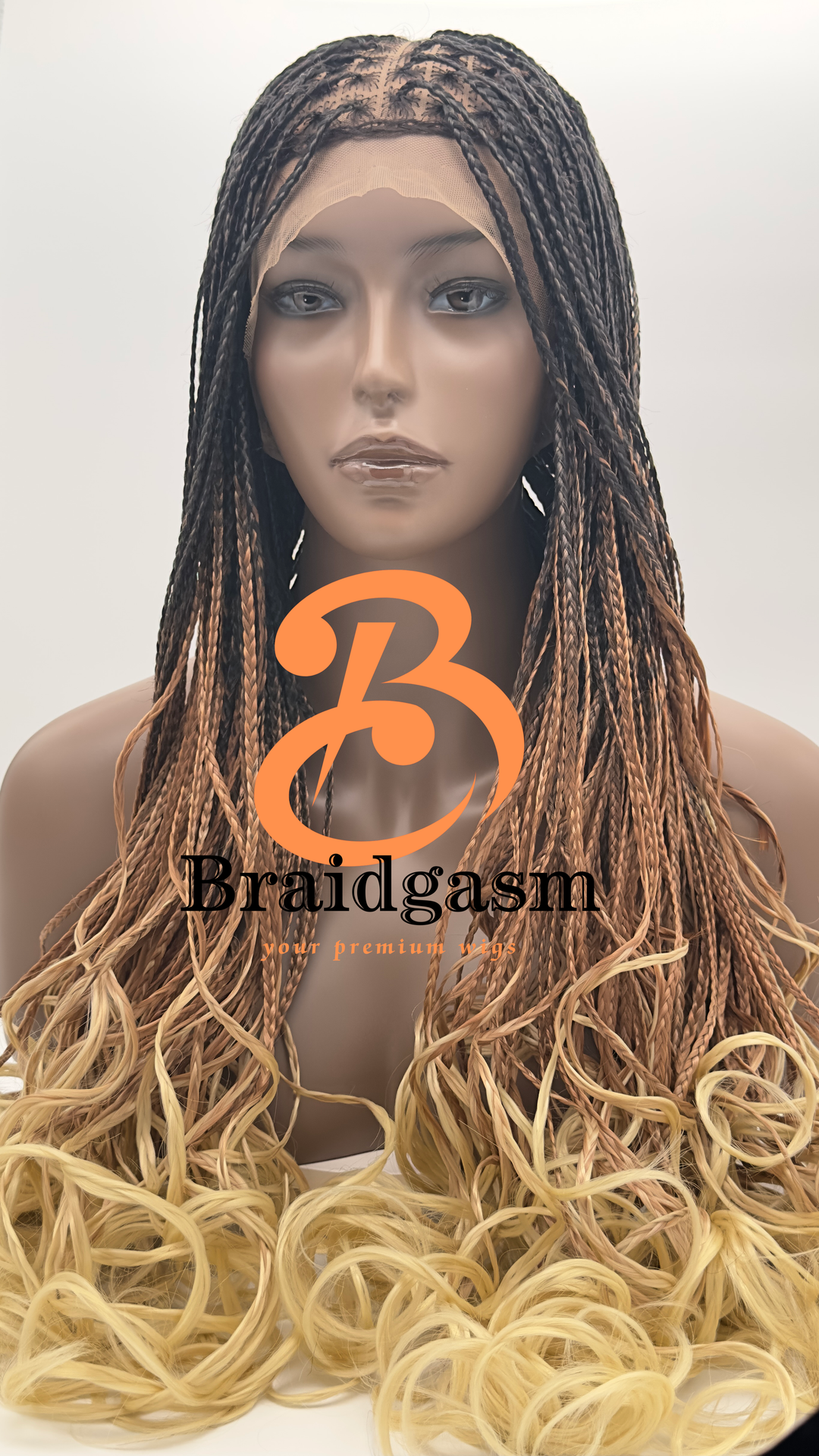 29 Inches Ombre Full Lace Handmade Box Braids Wig with Spiral Coils