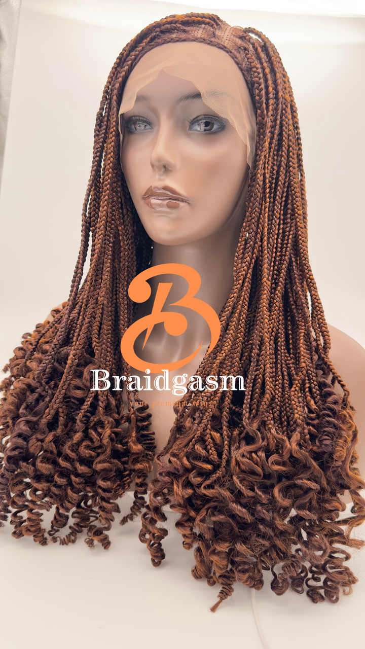 21 Inches Full Lace Handmade Box Braids Wig with Noodle Coils