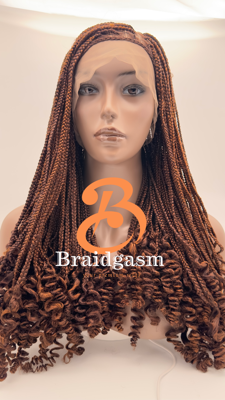 21 Inches Full Lace Handmade Box Braids Wig with Noodle Coils