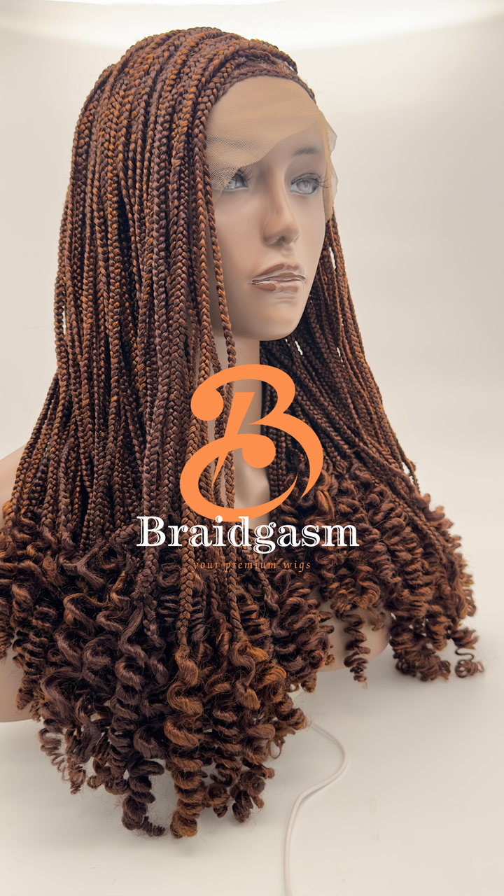 21 Inches Full Lace Handmade Box Braids Wig with Noodle Coils