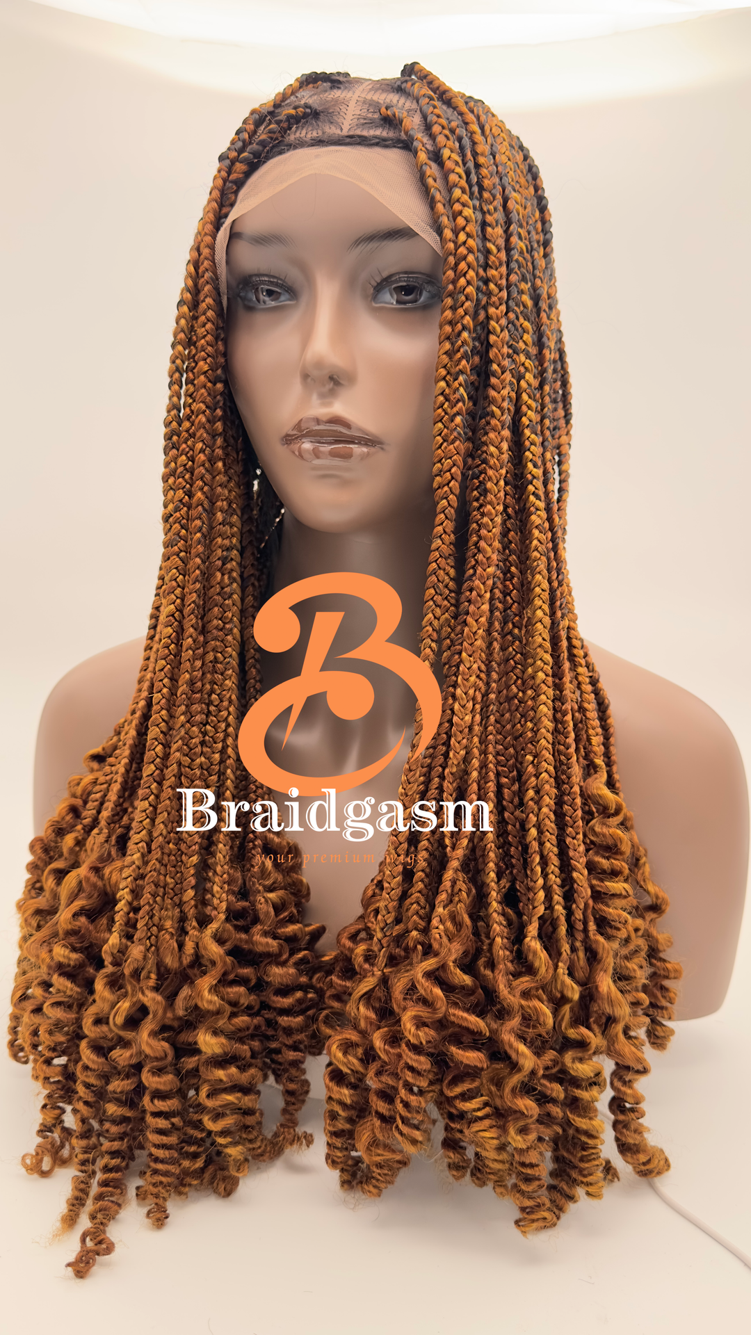 21 Inches Full Lace Handmade Box Braids Wig with Noodle Coils