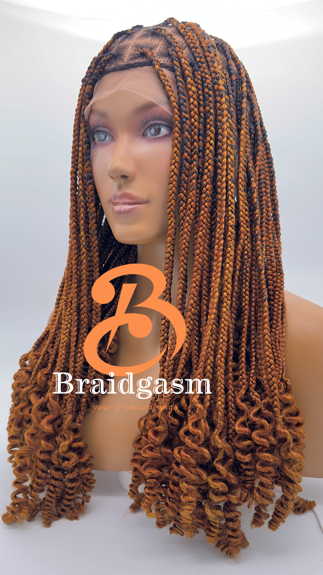 21 Inches Full Lace Handmade Box Braids Wig with Noodle Coils