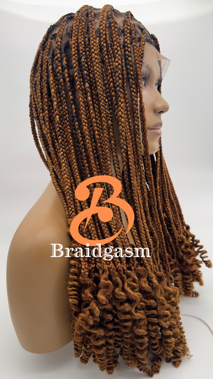 21 Inches Full Lace Handmade Box Braids Wig with Noodle Coils