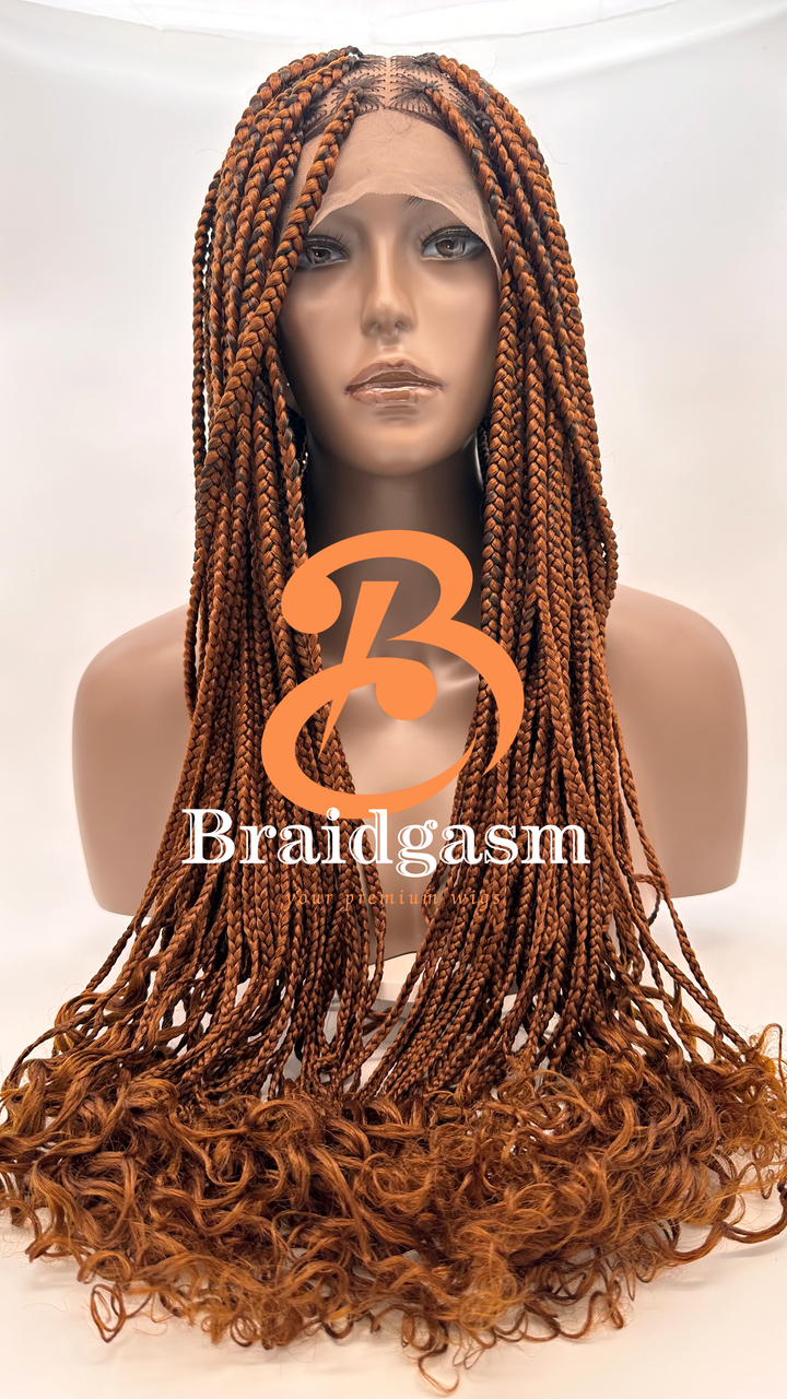 23 Inches Full Lace Handmade Box Braids Wig with Spring Coils