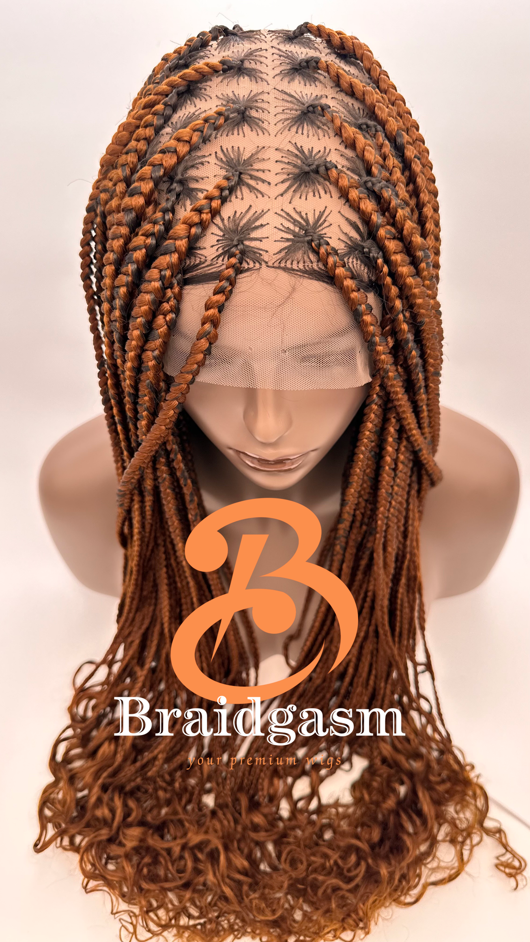 23 Inches Full Lace Handmade Box Braids Wig with Spring Coils