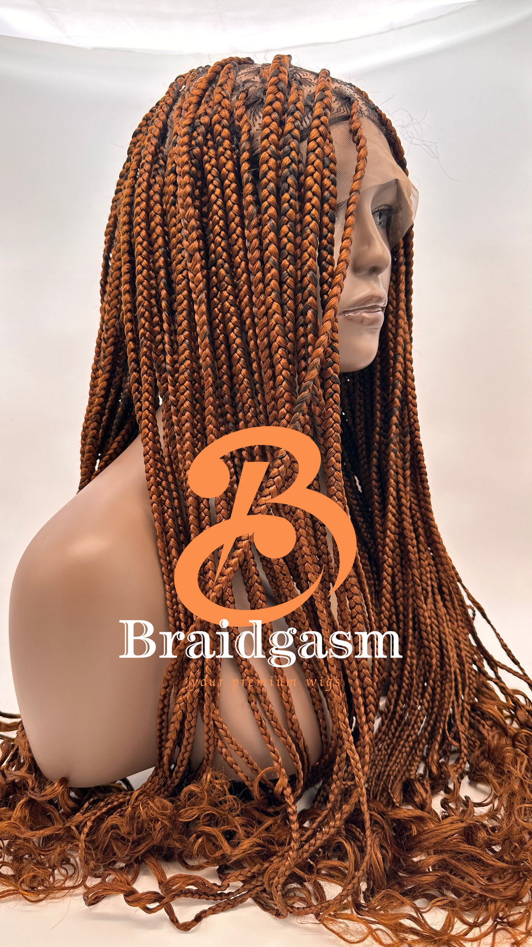 23 Inches Full Lace Handmade Box Braids Wig with Spring Coils