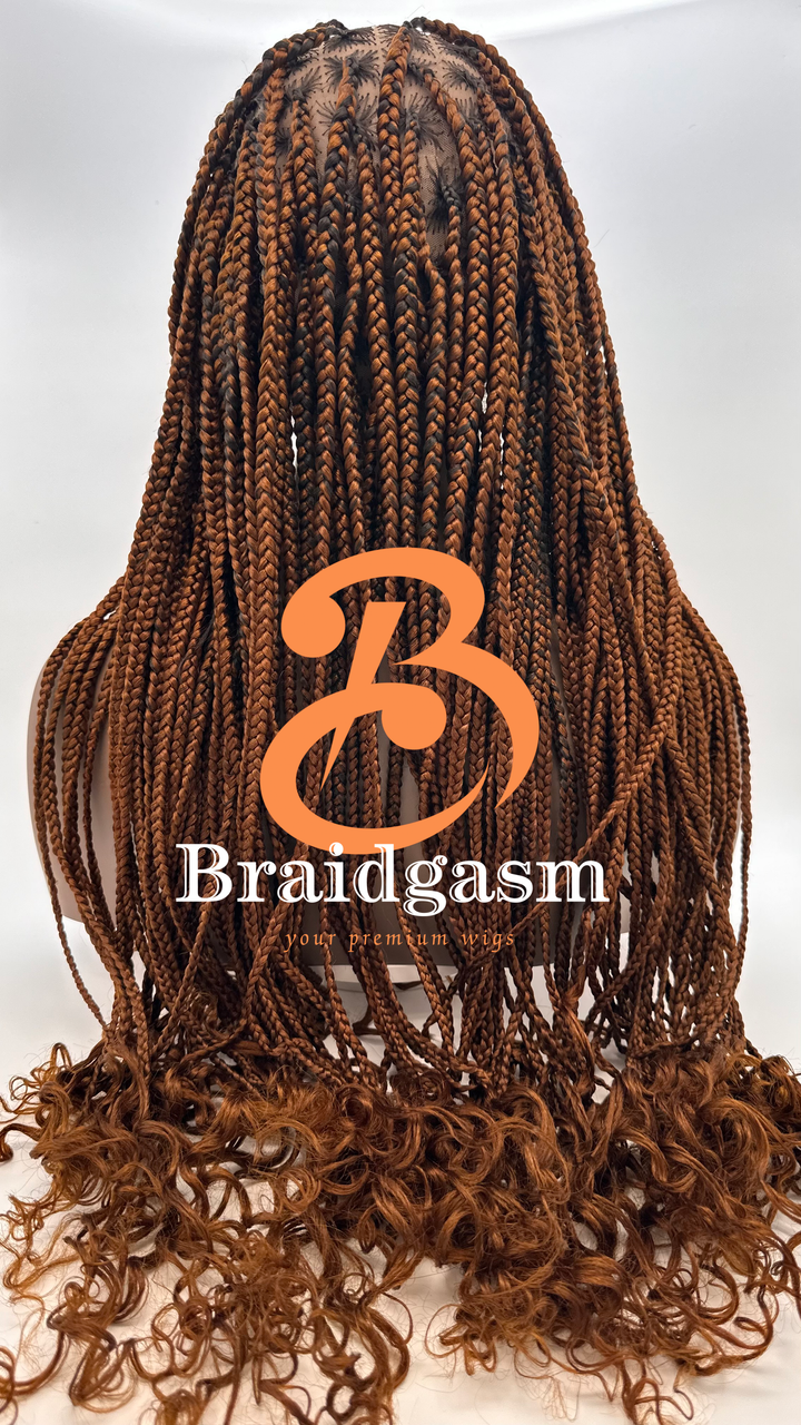 23 Inches Full Lace Handmade Box Braids Wig with Spring Coils