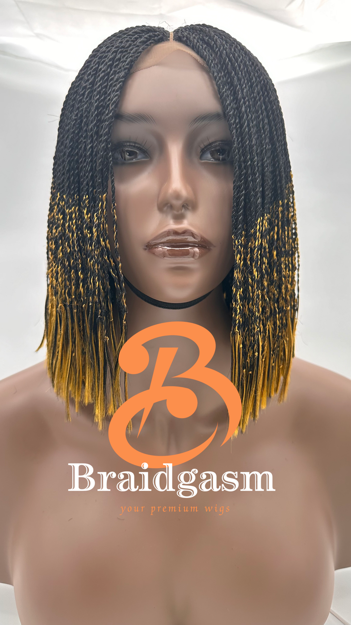 9 Inches Handmade Twist Braids Wig with 2x5 Closure