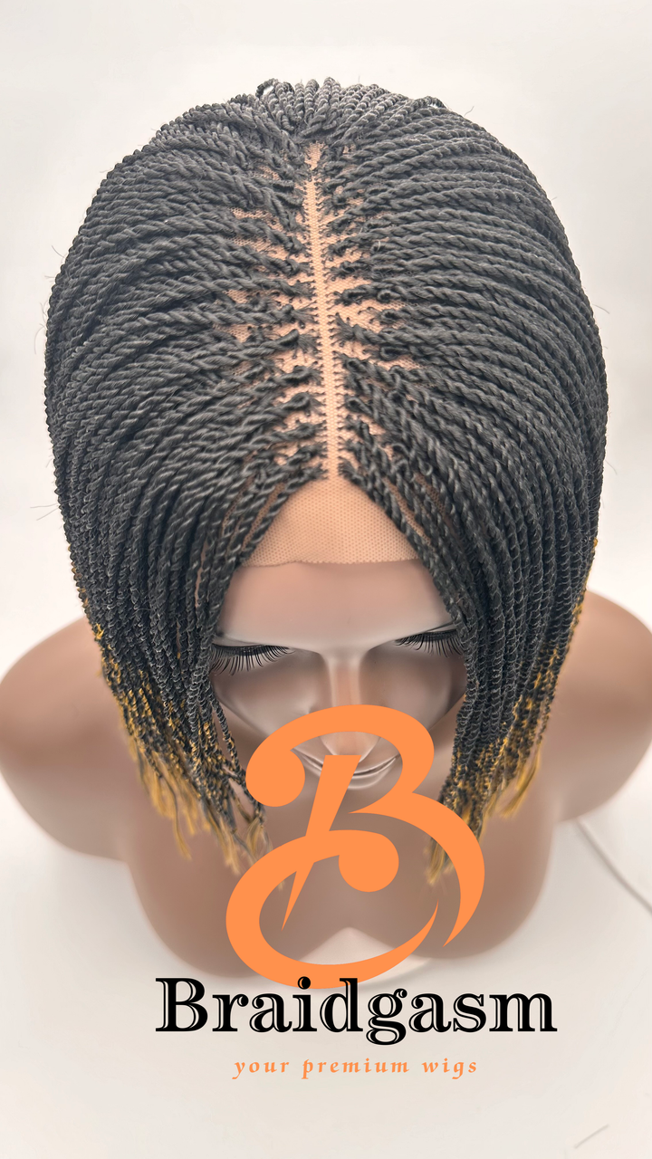 9 Inches Handmade Twist Braids Wig with 2x5 Closure