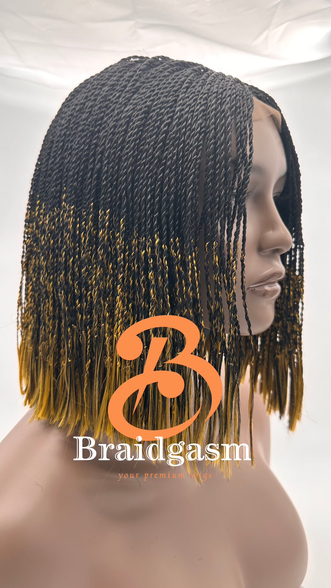 9 Inches Handmade Twist Braids Wig with 2x5 Closure