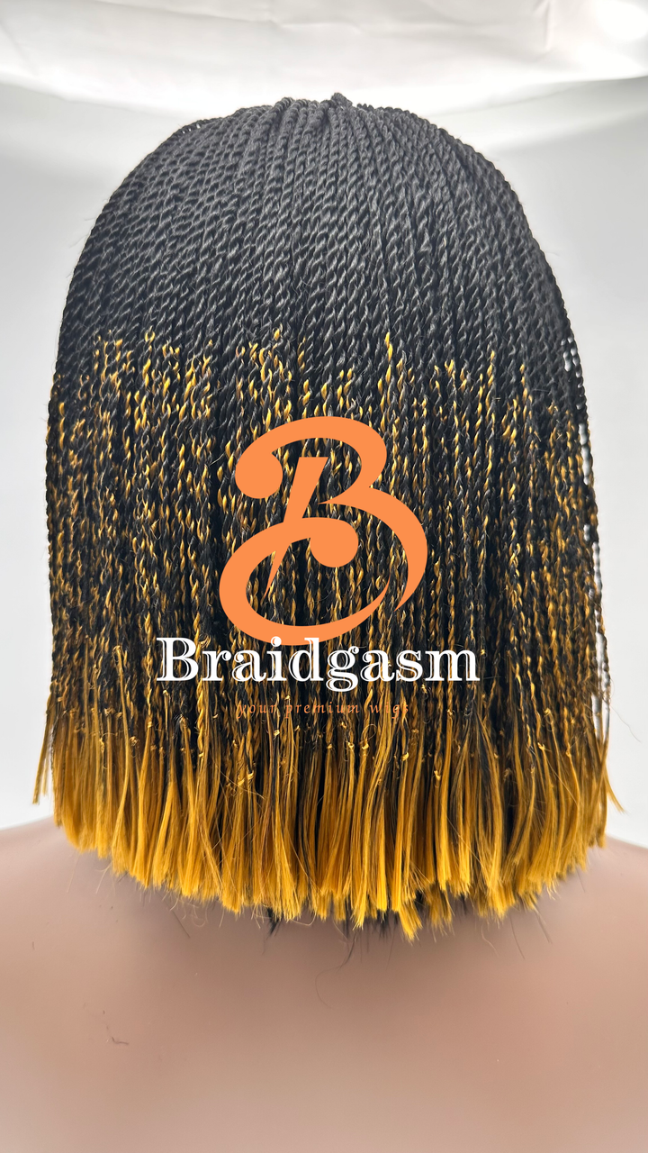 9 Inches Handmade Twist Braids Wig with 2x5 Closure