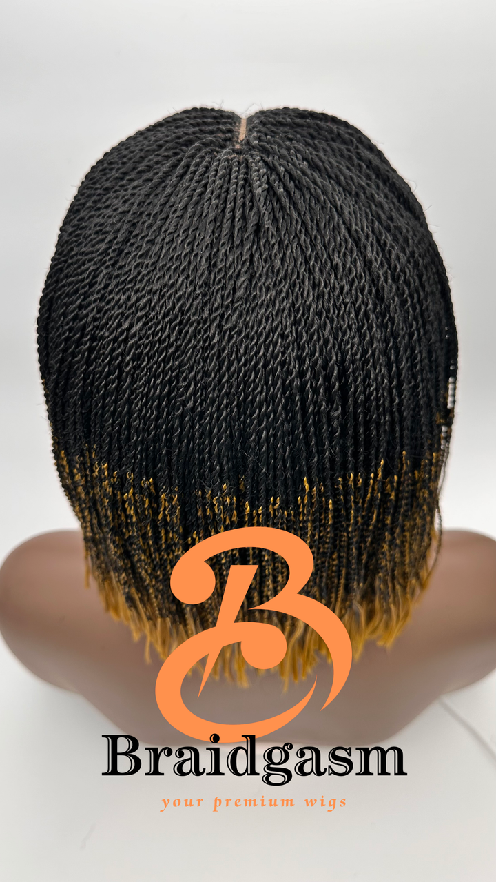 9 Inches Handmade Twist Braids Wig with 2x5 Closure