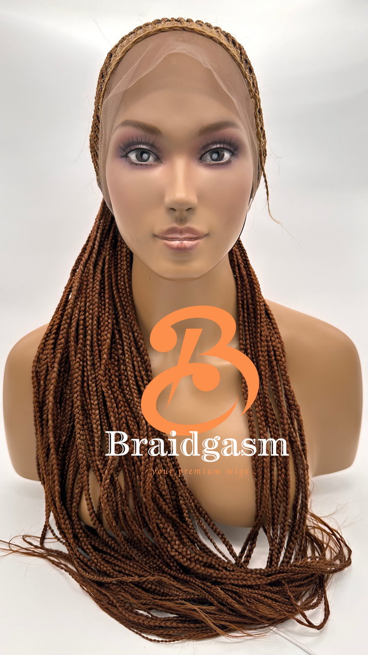 31 Inches Full Lace Handmade Box Braids Ponytail Wig