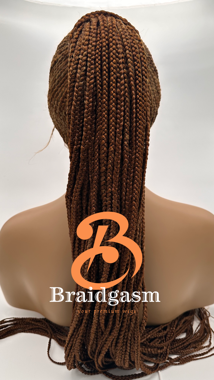 31 Inches Full Lace Handmade Box Braids Ponytail Wig