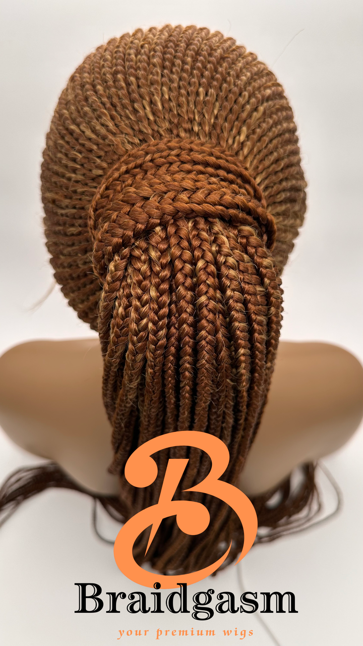 31 Inches Full Lace Handmade Box Braids Ponytail Wig