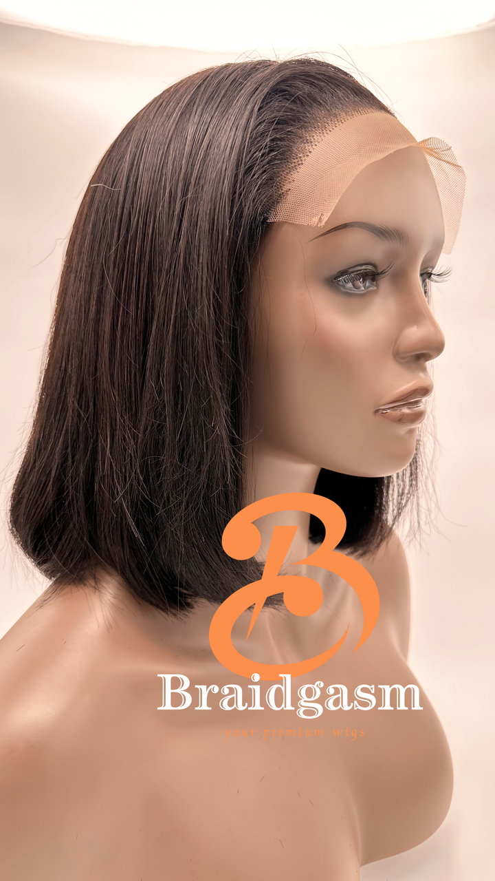 SDD Human Hair Bone Straight Glueless Bob Wig with 6x6 Closure