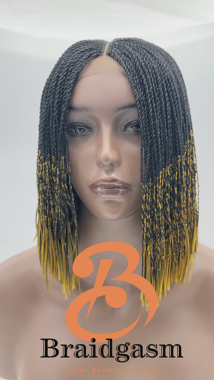 9 Inches Handmade Twist Braids Wig with 2x5 Closure