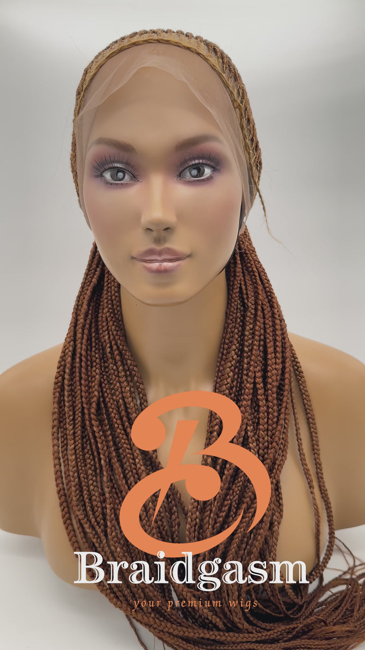 31 Inches Full Lace Handmade Box Braids Ponytail Wig